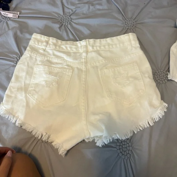 White Distressed Denim Shorts - Picture 2 of 2